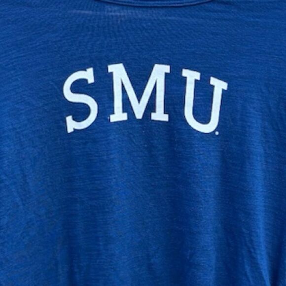 REDSHIRT SMU Collegiate Royal Blue Ruched Side Top Large Fan Football Sports - Picture 3 of 5